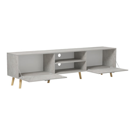 Comoda TV Gorna, Aspect marmura, Bej, 180x35x49 cm