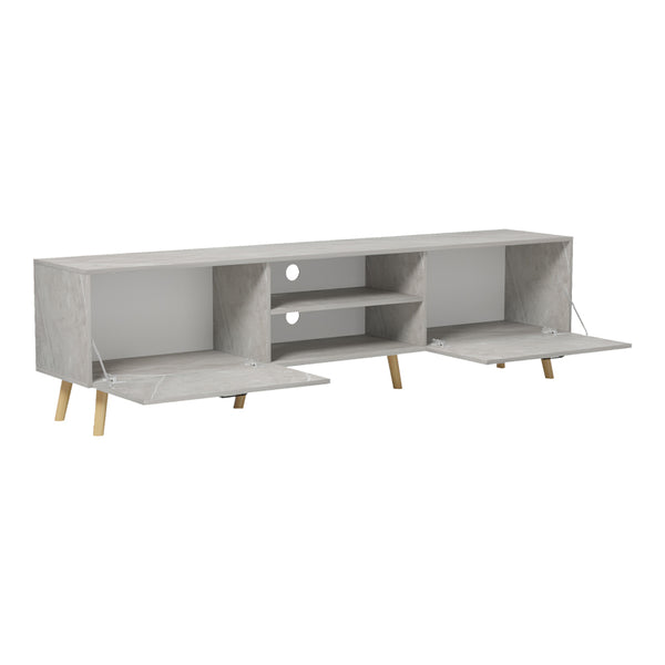 Comoda TV Gorna, Aspect marmura, Bej, 180x35x49 cm
