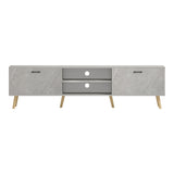 Comoda TV Gorna, Aspect marmura, Bej, 180x35x49 cm