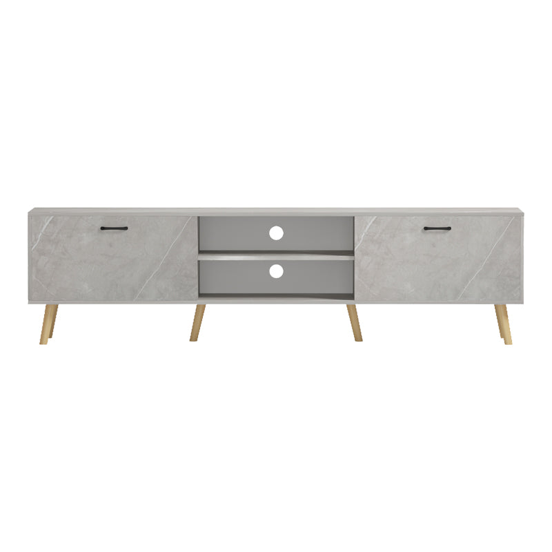 Comoda TV Gorna, Aspect marmura, Bej, 180x35x49 cm, imagine produs 4