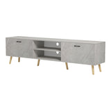 Comoda TV Gorna, Aspect marmura, Bej, 180x35x49 cm