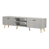 Comoda TV Gorna, Aspect marmura, Bej, 180x35x49 cm, imagine produs 5