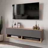 Comoda TV de perete Roscoe, 100x32x30 cm - Antracit-Stejar