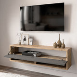 Comoda TV de perete Roscoe, 100x32x30 cm - Antracit-Stejar