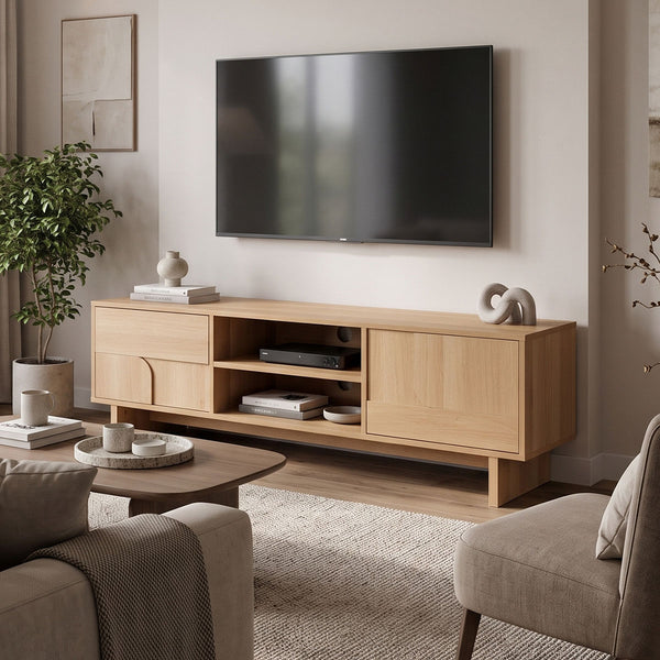 Comoda TV Jenfia, MDF, Natural, 150x39x46 cm