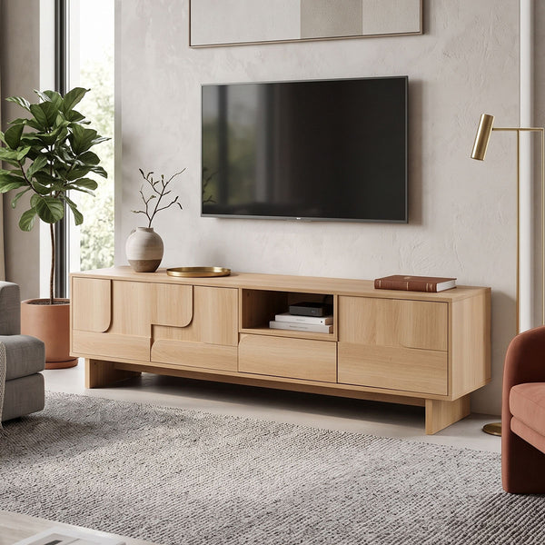 Comoda TV Jenfia, MDF, Natural, 180x39x46 cm