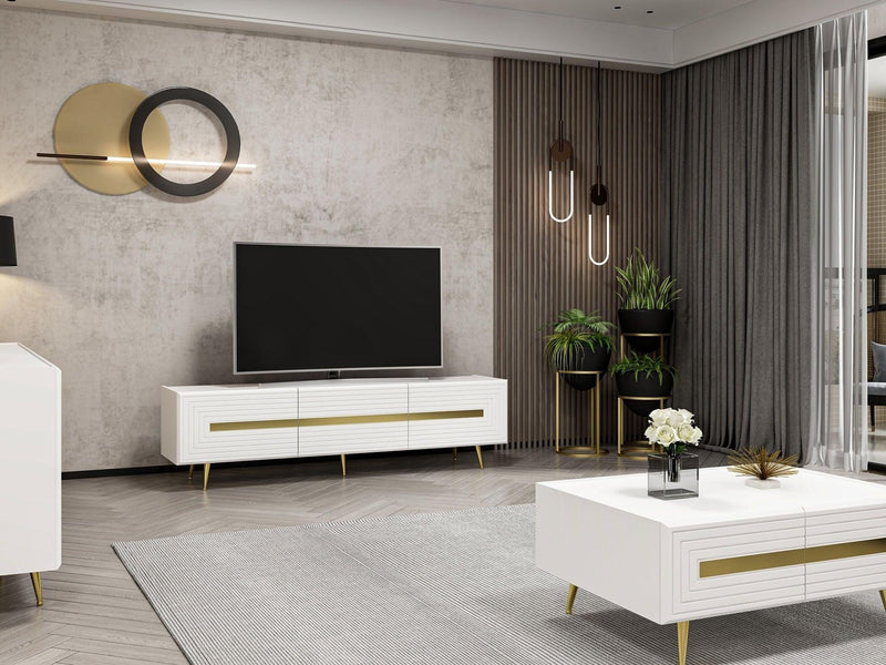 Comoda TV Jose - White, Alb, 180x50x42 cm