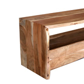 Comoda TV Konna lemn masiv de acacia, nuc, 140x40x45 cm, imagine suplimentara