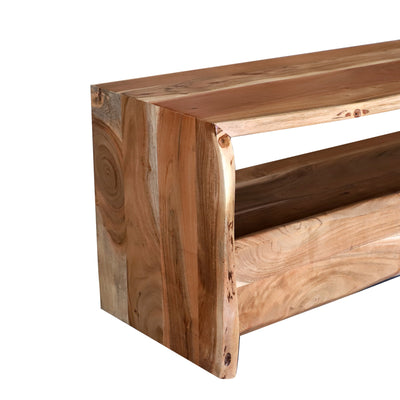 Comoda TV Konna lemn masiv de acacia, nuc, 140x40x45 cm, imagine suplimentara