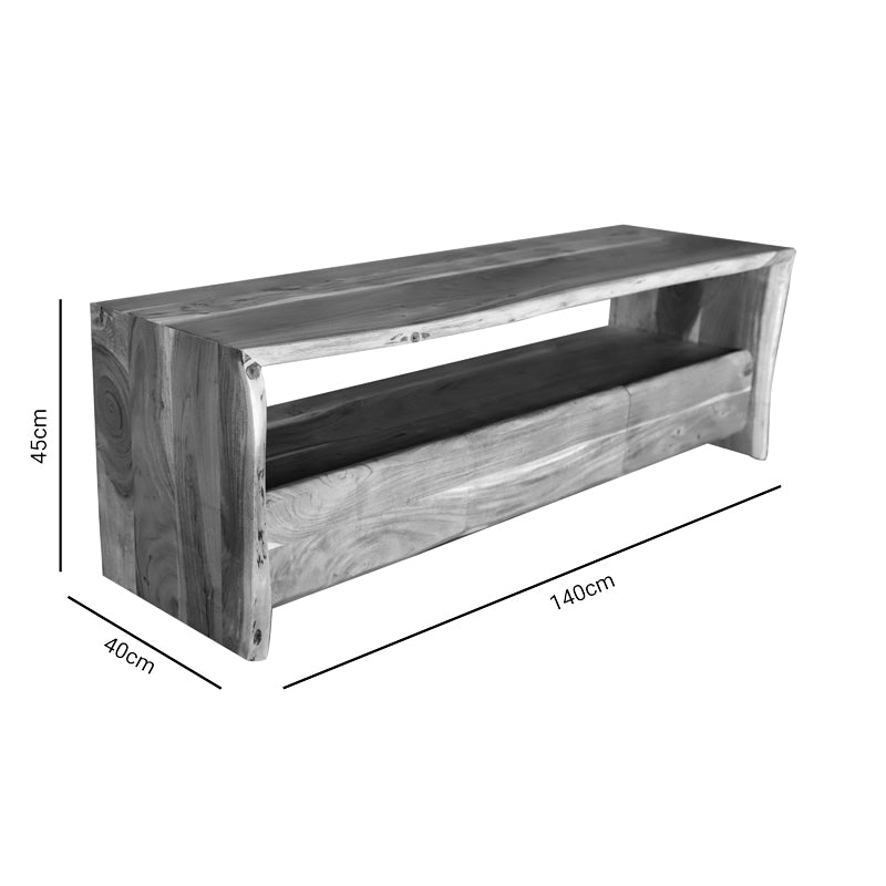 Comoda TV Konna lemn masiv de acacia, nuc, 140x40x45 cm, detaliu produs