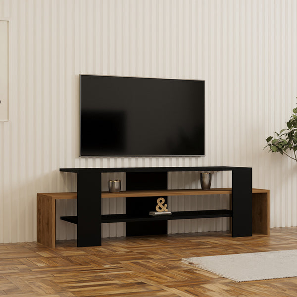Comoda TV Lenour, Sonoma-Negru, 150x35x45 cm