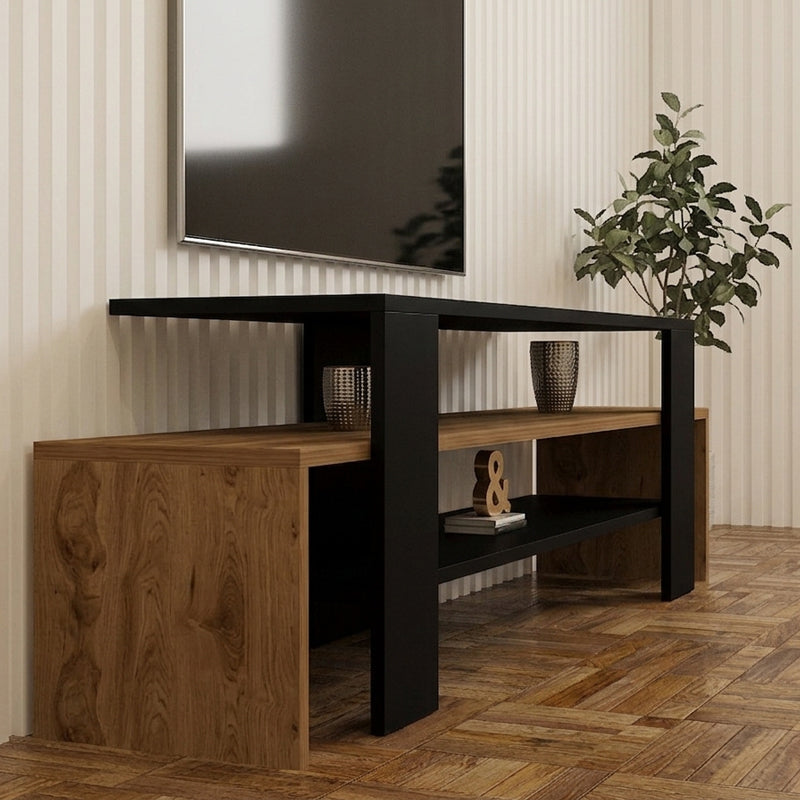 Comoda TV Lenour, Sonoma-Negru, 150x35x45 cm