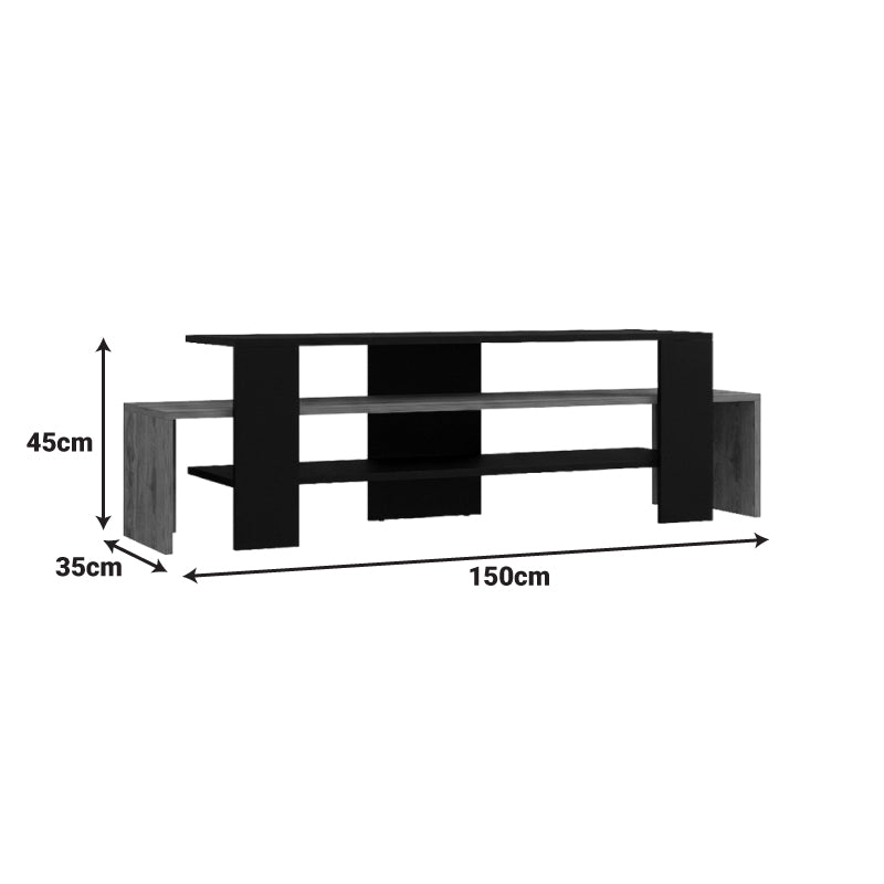 Comoda TV Lenour, Sonoma-Negru, 150x35x45 cm