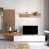 Comoda TV Litende Lux cu Riflaj, Diverse culori, 250x42x200 cm, 42x250 cm - Alb