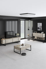 Comoda tv Luxe, 180x30x50 cm - Traverten
Black