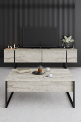 Comoda tv Luxe, 180x30x50 cm - Traverten
Black