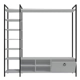 Comodă TV Mat, stejar, negru, alb, 180x180x40 cm - Alb