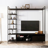 Comodă TV Mat, stejar, negru, alb, 180x180x40 cm - Negru