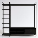 Comodă TV Mat, stejar, negru, alb, 180x180x40 cm - Negru