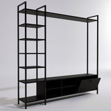 Comodă TV Mat, stejar, negru, alb, 180x180x40 cm - Negru