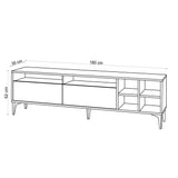 Comoda Tv Mudanya cu 2 usi si rafturi, Stejar, 180 x 52 x 35 cm