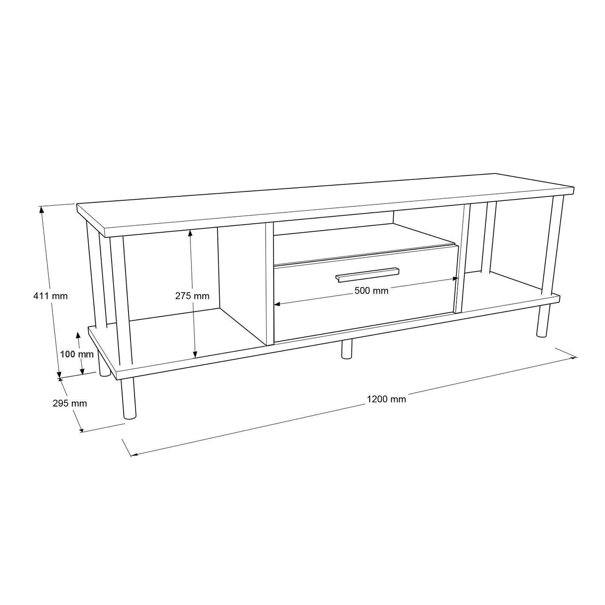 COMODA TV NB1-AG, Stejar, 30x41x120 cm