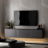 COMODA TV Neon Illuminated - Anthracite, Gri, 32x35x160 cm