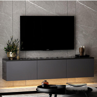 COMODA TV Neon Illuminated - Anthracite, Gri, 32x35x160 cm