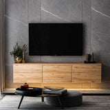 Comoda TV Neon Inarch, alb - stejar, pin atlantic, 160x32 cm - Atlantic Pine