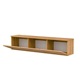 Comoda TV Neon Inarch, alb - stejar, pin atlantic, 160x32 cm - Atlantic Pine