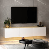Comoda TV Neon Inarch, alb - stejar, pin atlantic, 160x32 cm - White
Oak