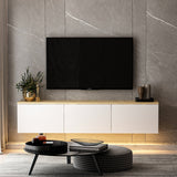 Comoda TV Neon Inarch, alb - stejar, pin atlantic, 160x32 cm - White
Oak