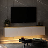 Comoda TV Neon Inarch, alb - stejar, pin atlantic, 160x32 cm - White
Oak