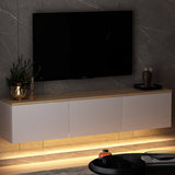 Comoda TV Neon Inarch, alb - stejar, pin atlantic, 160x32 cm - White
Oak