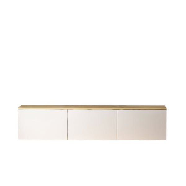 Comoda TV Neon Inarch, alb - stejar, pin atlantic, 160x32 cm