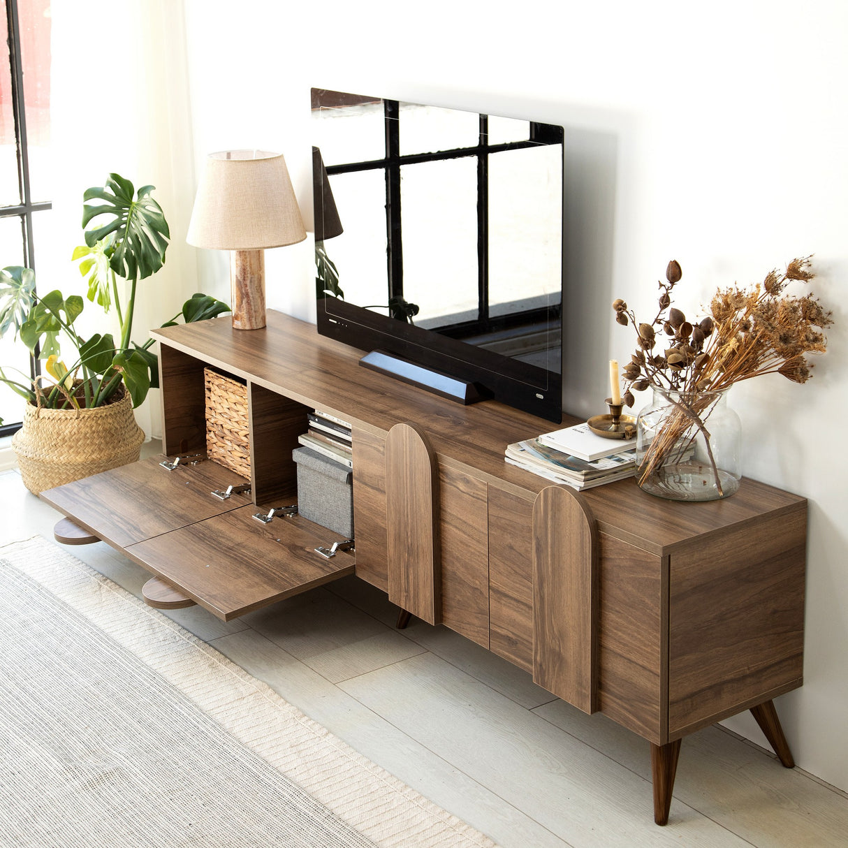 Comodă TV New Line Neostill, stejar - nuc, 180x35 cm - Walnut_552NOS2426