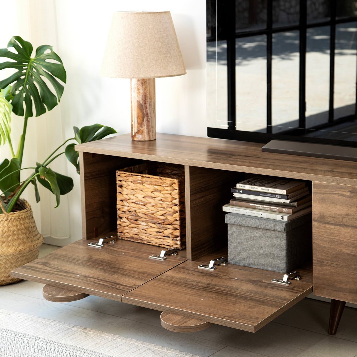 Comodă TV New Line Neostill, stejar - nuc, 180x35 cm - Walnut_552NOS2426