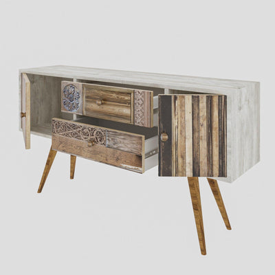 Comoda TV Odense Scandinav, Alb, 122 x 65 x 35 cm