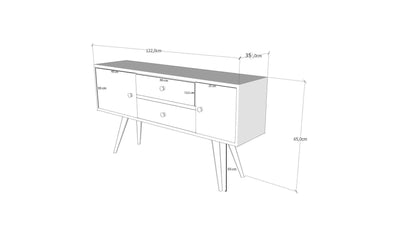 Comoda TV Odense Scandinav, Alb, 122 x 65 x 35 cm