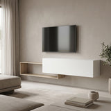 Comoda TV Olande, 210x35x48 cm - Sonoma-Alb