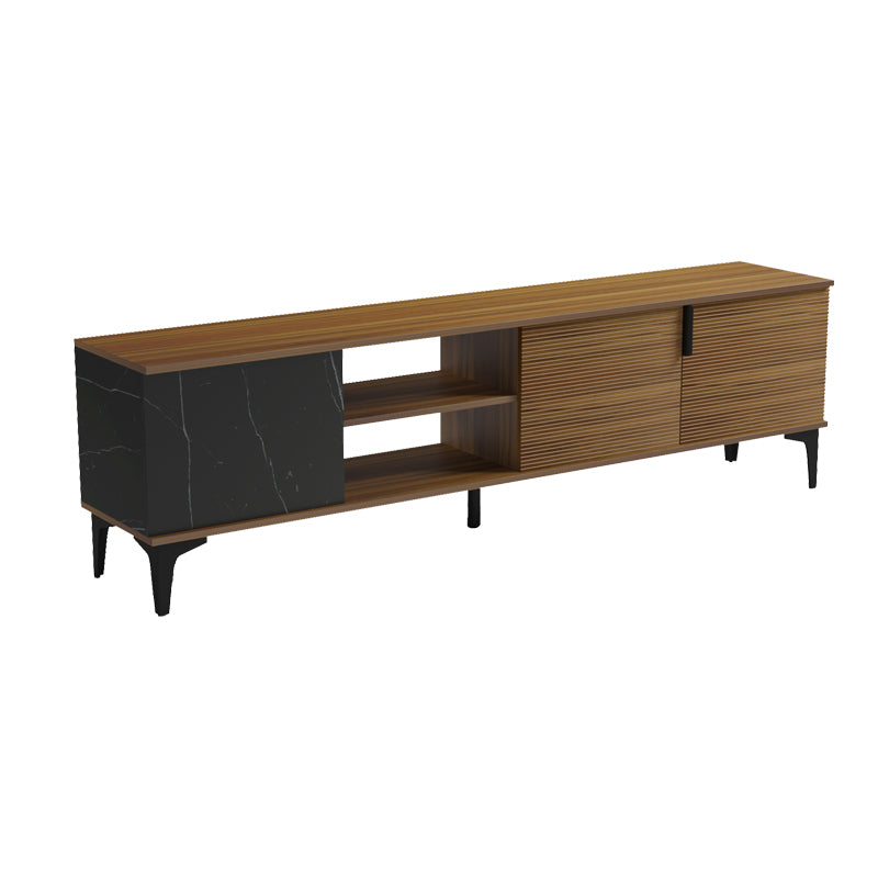 Comoda TV Riba tv cabinet, Nuc-Negru-Marmura, 180x34x51 cm