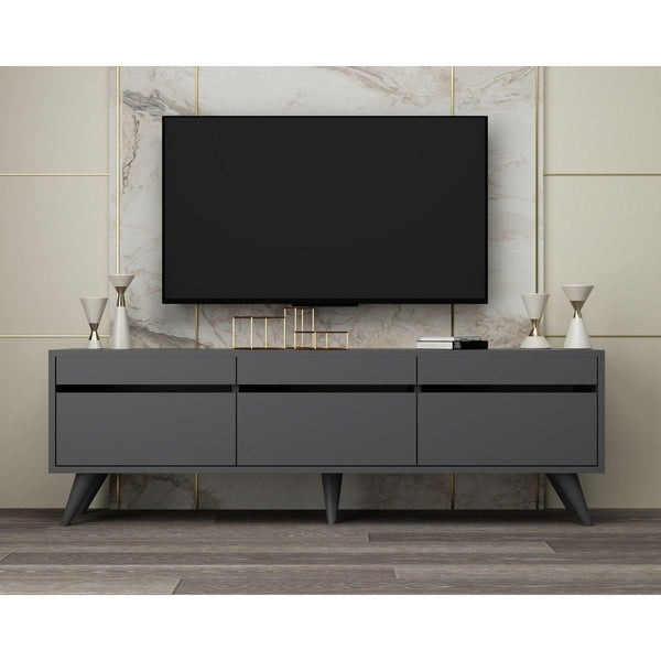 Comoda TV River - Anthracite, Gri, 48x30x150 cm