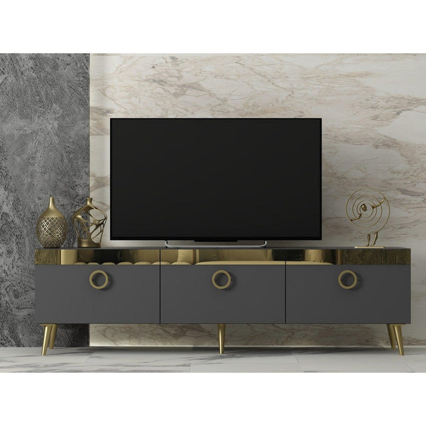 Comoda TV Safar - Anthracite, Gri, 45x30x150 cm