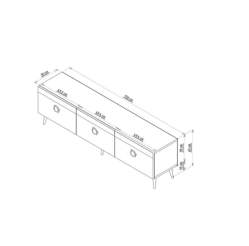 Comoda TV Safar - White, Alb, 45x30x150 cm