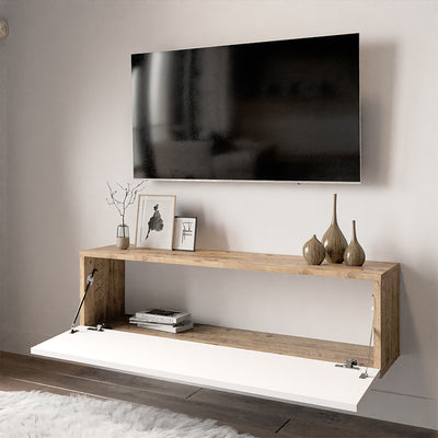 Comoda TV Serit, Alb - Stejar, 31x100x30 cm, detaliu produs