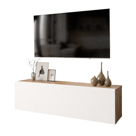 Comoda TV Serit, Alb - Stejar, 31x100x30 cm