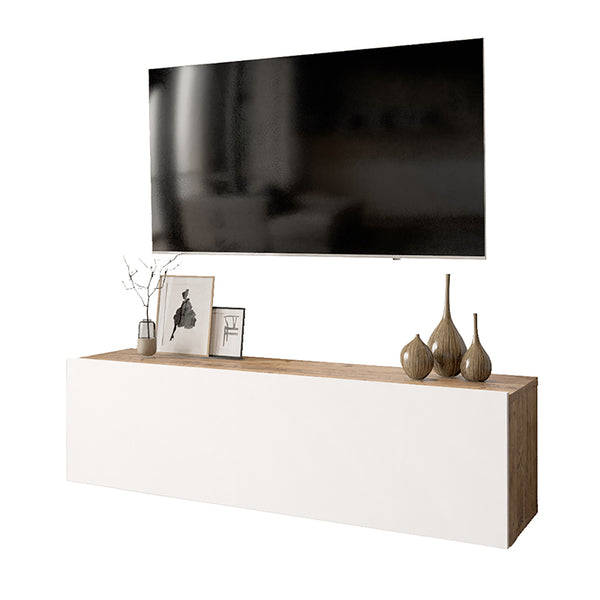 Comoda TV Serit, Alb - Stejar, 31x100x30 cm
