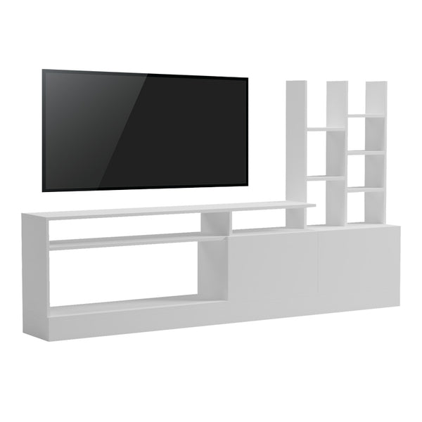 Comoda TV Seruno, Alb - Stejar, 170x25x100 cm