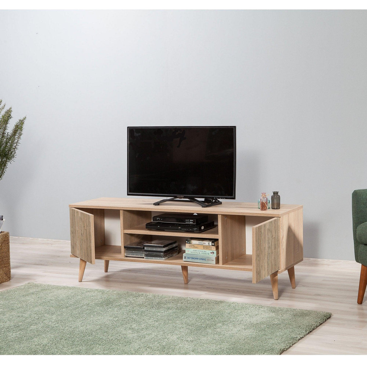 COMODA TV Truva -  TV Stand 5, Stejar Sonoma, 50x40x140 cm