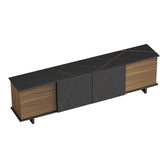 Comoda Tv Zafore, nucului cu blat din marmura, neagra, 180x33x50 cm, imagine suplimentara